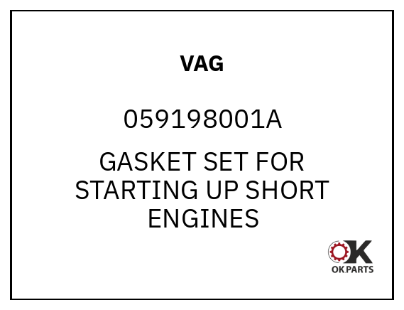 VAG 059198001A GASKET SET FOR STARTING UP SHORT ENGINES