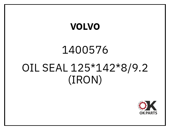 VOLVO 1400576 OIL SEAL 125*142*8/9.2 (IRON)