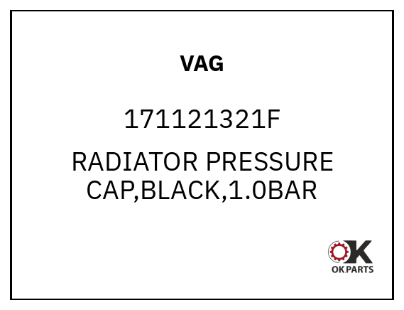 VAG 171121321F RADIATOR PRESSURE CAP,BLACK,1.0BAR