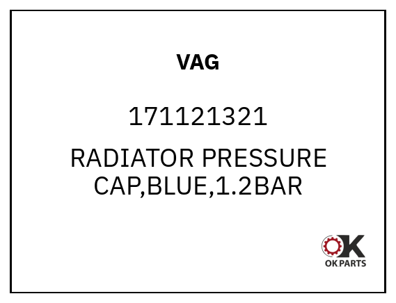 VAG 171121321 RADIATOR PRESSURE CAP,BLUE,1.2BAR