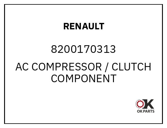 RENAULT 8200170313 AC COMPRESSOR / CLUTCH COMPONENT