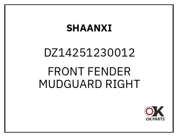 SHAANXI DZ14251230012 FRONT FENDER MUDGUARD RIGHT