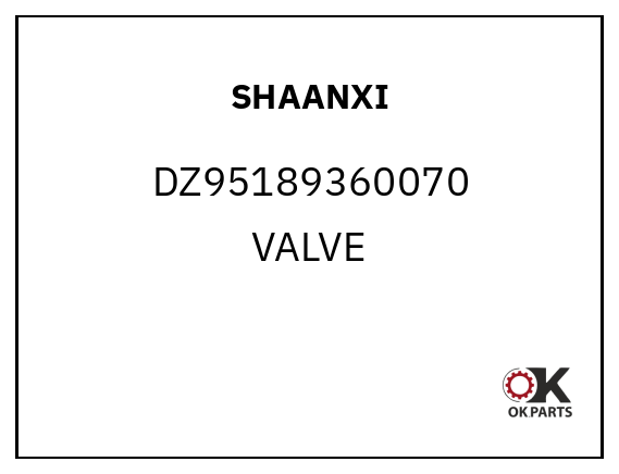 SHAANXI DZ95189360070 VALVE