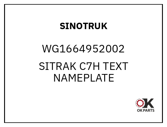 SINOTRUK WG1664952002 SITRAK C7H TEXT NAMEPLATE