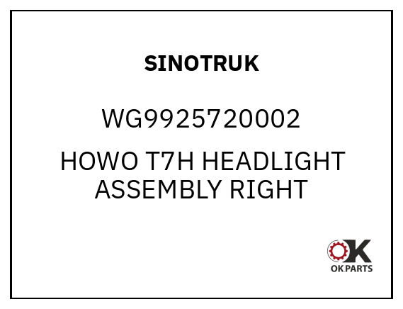 SINOTRUK WG9925720002 HOWO T7H HEADLIGHT ASSEMBLY RIGHT